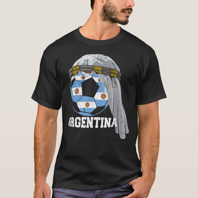 ARGENTINA Soccer 2022 Flag Ball Arab Keffiyeh Foot T-Shirt (Vorderseite)