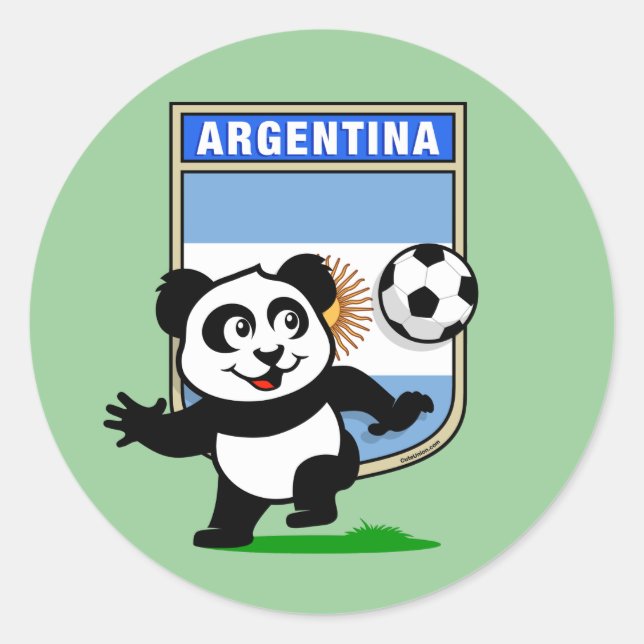 Argentina Soccer Panda Runder Aufkleber (Vorderseite)