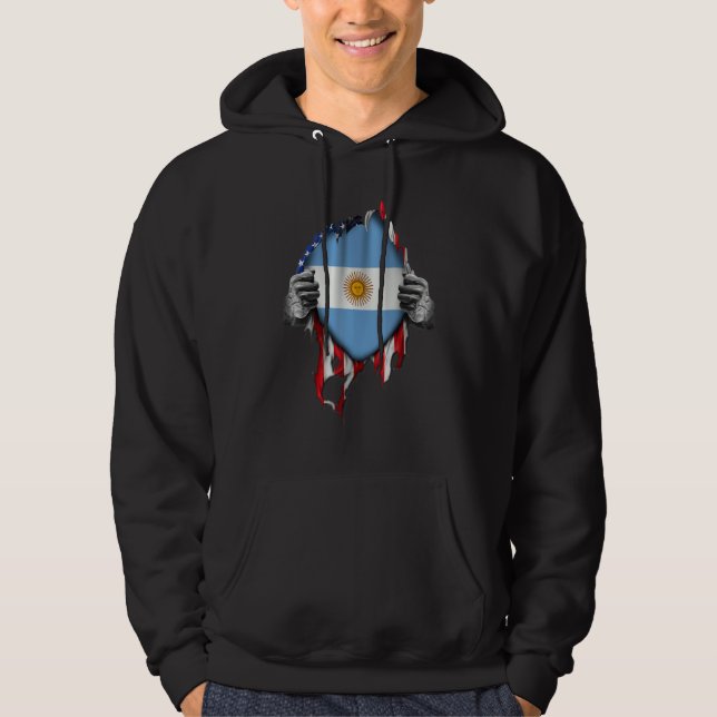 Argentinian Blood Inside Me  Argentina Flag Hoodie (Vorderseite)