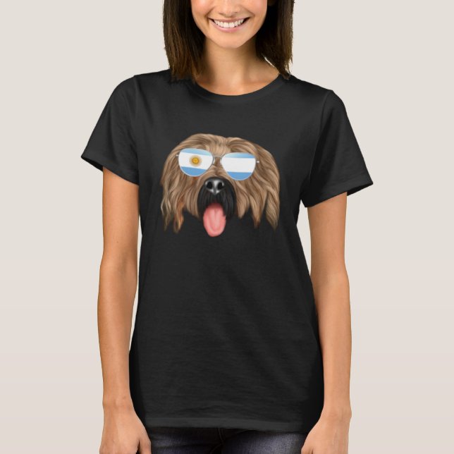Argentinian Flag Briard Dog Argentina Pocket T-Shirt (Vorderseite)