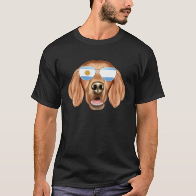 Argentinian Flag Irish Setter Dog Argentina Pocket T-Shirt (Vorderseite)