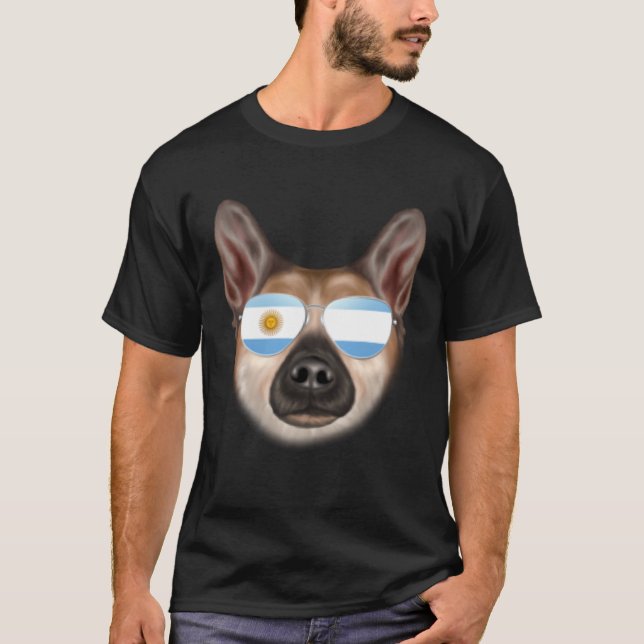 Argentinian Flag Norwegian Buhund Dog Argentina Po T-Shirt (Vorderseite)