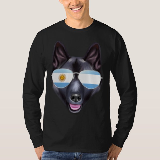 Argentinian Flag Norwegian Elkhound Dog Argentina  T-Shirt (Vorderseite)
