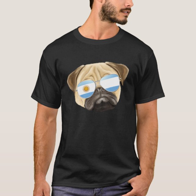 Argentinian Flag Pug Dog Argentina Pocket T-Shirt (Vorderseite)