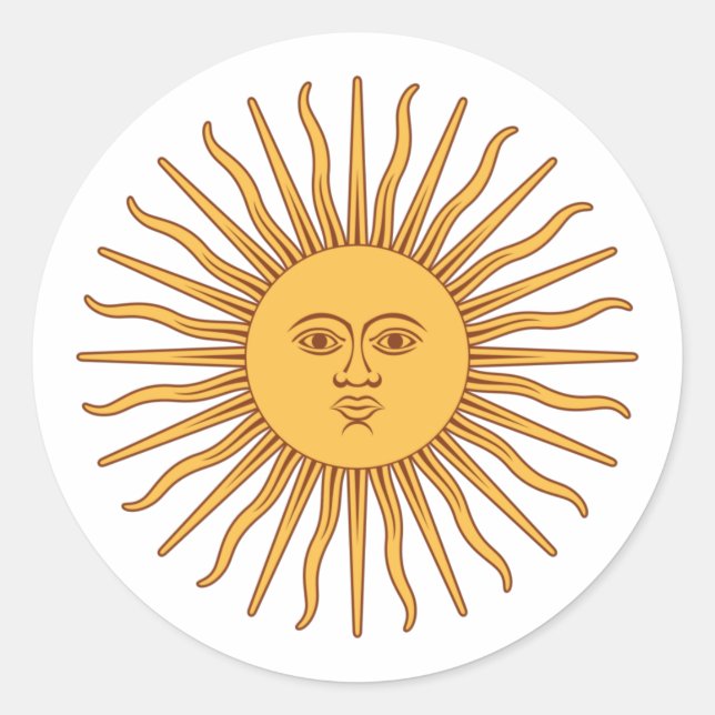 Argentinian Sun of May (Sol de Mayo Argentino)  Runder Aufkleber (Vorderseite)