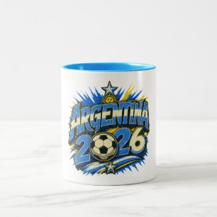 Argentinien 26 Fußballfan Blau Gold Zweifarbige Tasse