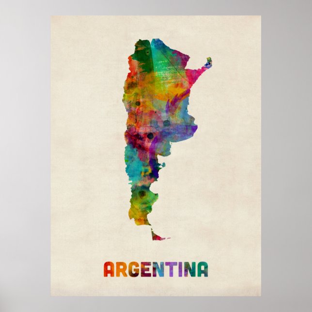Argentinien Aquarellkarte Poster (Vorne)
