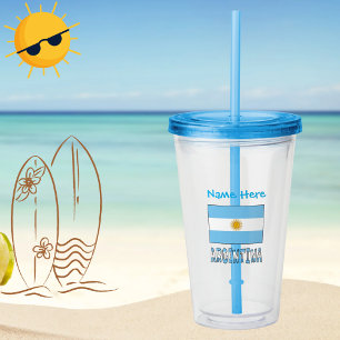 Argentinien Argentinische Flagge Blau Personalisie Acryltrinkbecher