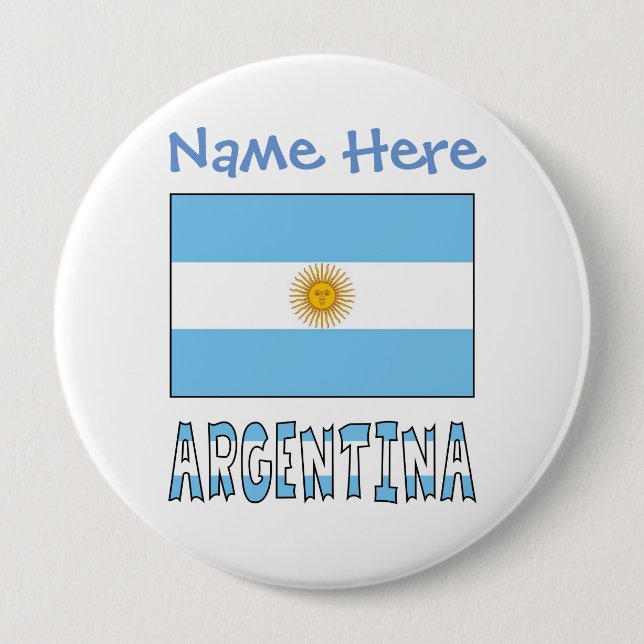 Argentinien - Argentinische Flagge - Blaue Persona Button (Vorderseite)
