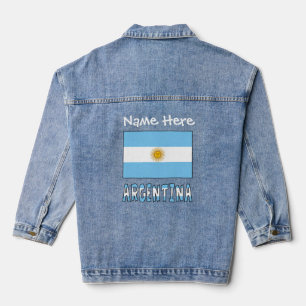 Argentinien Argentinische Flagge Weiße Personalisi Jeansjacke