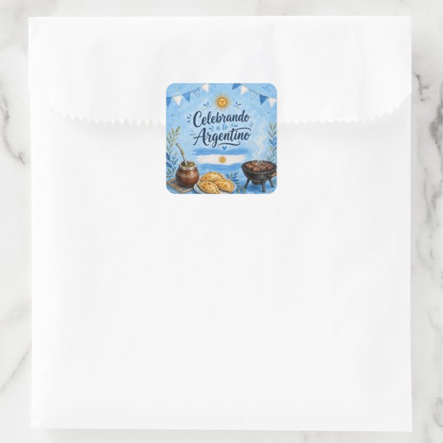Argentinien feiern Party Quadratischer Aufkleber (Tasche)
