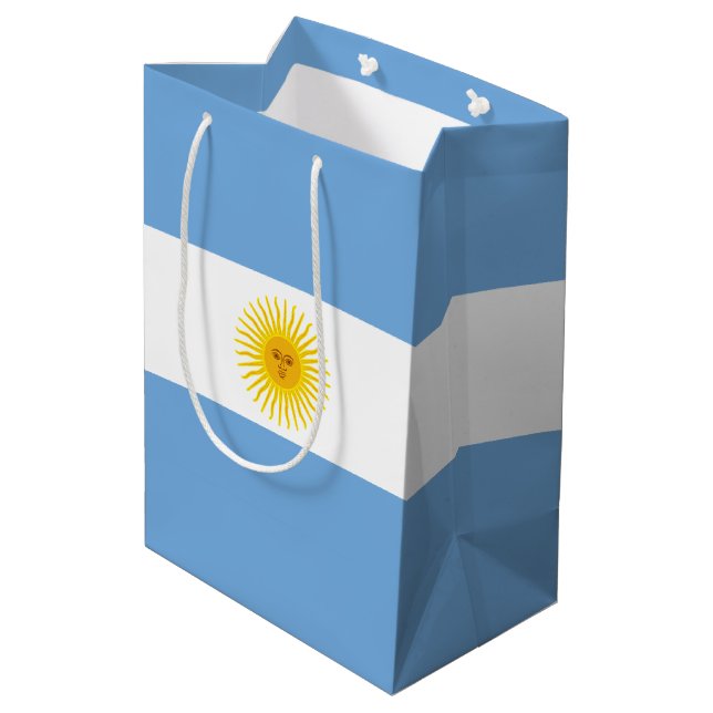 Argentinien-Flagge Mittlere Geschenktüte (Rückseite Schrägansicht)