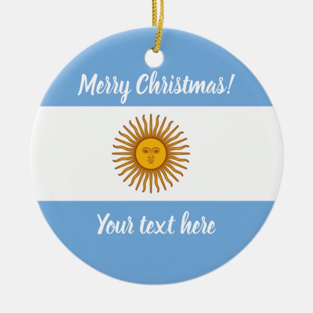 Argentinien-Flagge Weihnachtsbaum-Fotoverzierung Keramik Ornament (Vorne)