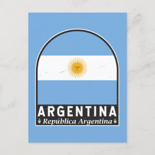 Argentinien-Flaggen-Emblem abgenutzt Vintage Postkarte
