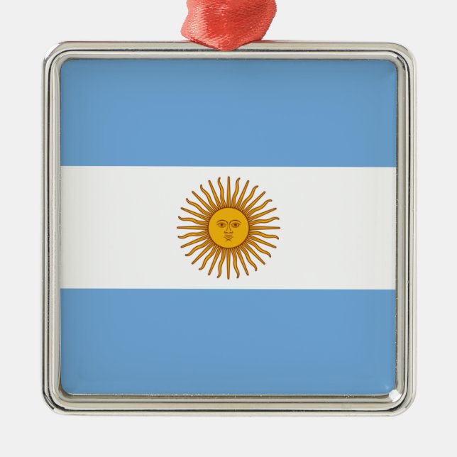 Argentinien-Flaggen-Verzierung Silbernes Ornament (Vorne)