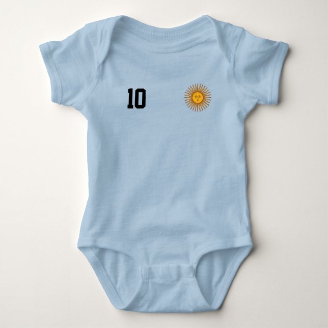 Argentinien Fußball Custom Name & Nummer Baby Strampler (Vorderseite)