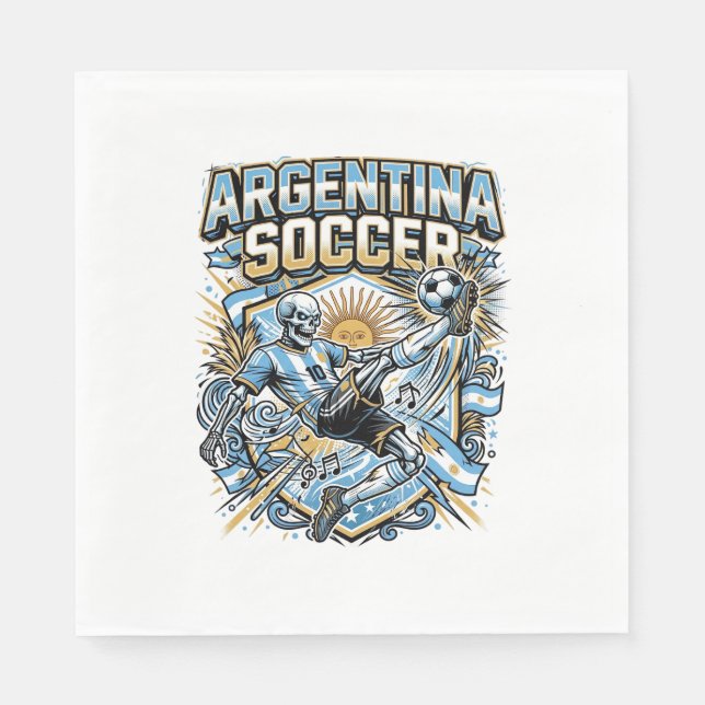 Argentinien Fußball Skelett Stürmer Nationen Poste Serviette (Vorderseite)