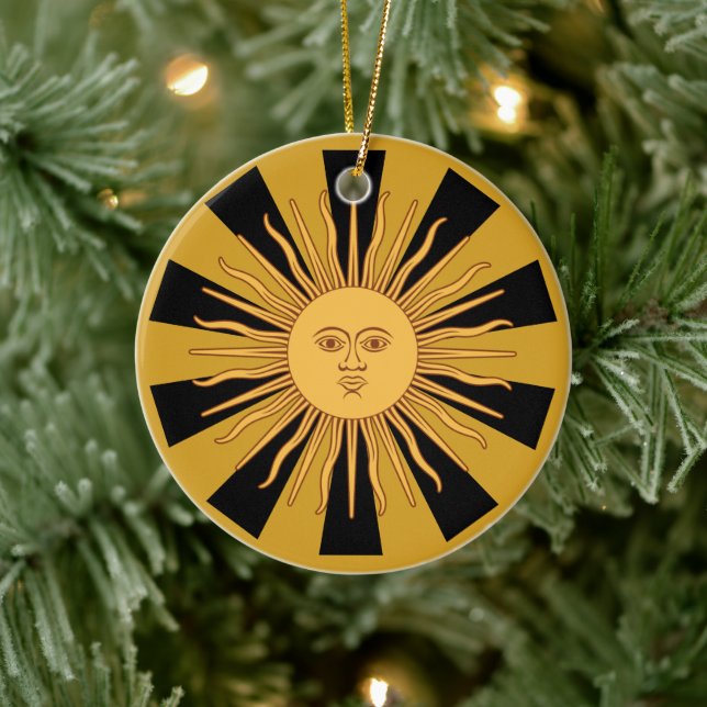 Argentinien Golden Sun, Sol de Mayo Keramik Ornament (Baum)