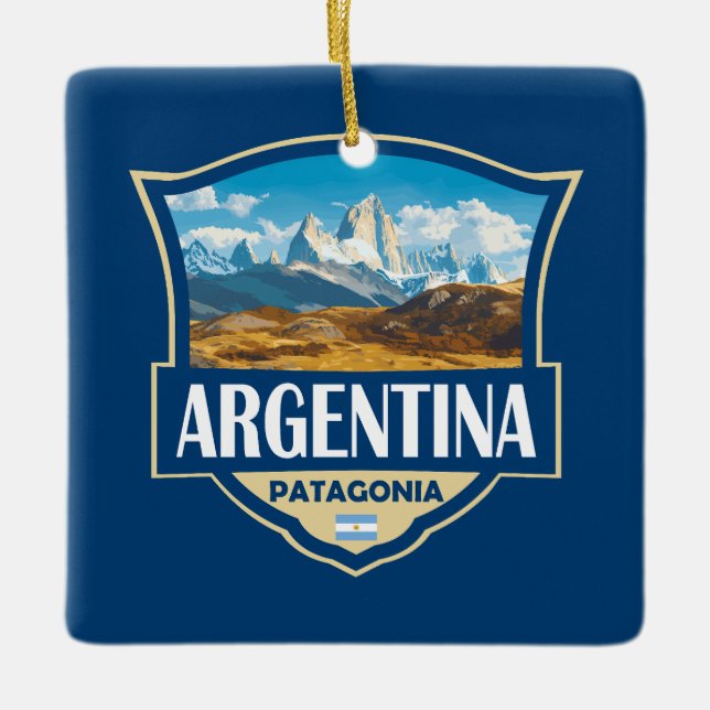 Argentinien Illustration Retro-Abzeichen Keramikornament (Vorderseite)