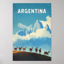 Argentinien Illustration Travel Art Vintag Poster
