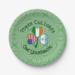 Argentinien Irland USA Kleeblatt Flag Pappteller