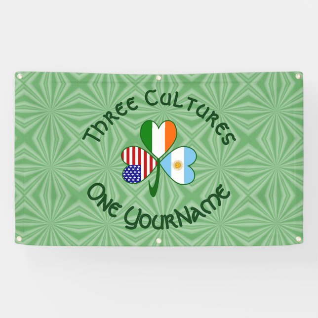 Argentinien Irland USA Kleeblatt Flag Personalisie Banner (Horizontal)