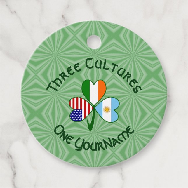Argentinien Irland USA Kleeblatt Flag Personalisie Geschenkanhänger (Vorderseite)