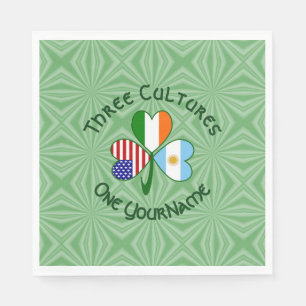 Argentinien Irland USA Kleeblatt Flagge Personalis Serviette