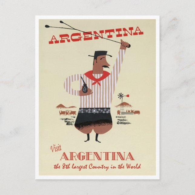 Argentinien Jahrgang Reise Postkarte (Vorderseite)