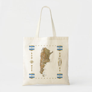 Argentinien-Karte + Flaggen-Tasche Tragetasche