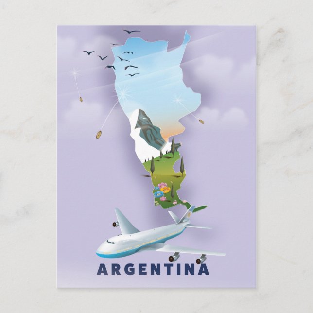 Argentinien Karte Reiseplakat (Vorderseite)