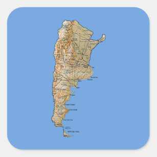Argentinien-Karten-Aufkleber Quadratischer Aufkleber