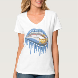 Argentinien Lippen Stolz Wurzel Flagge T-Shirt
