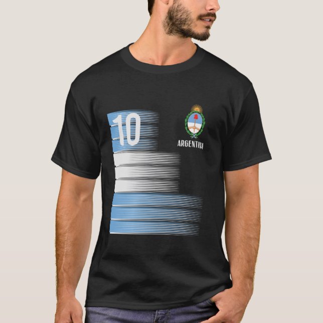 Argentinien Nummer 10 Flag Fußball Männer Frauen K T-Shirt (Vorderseite)