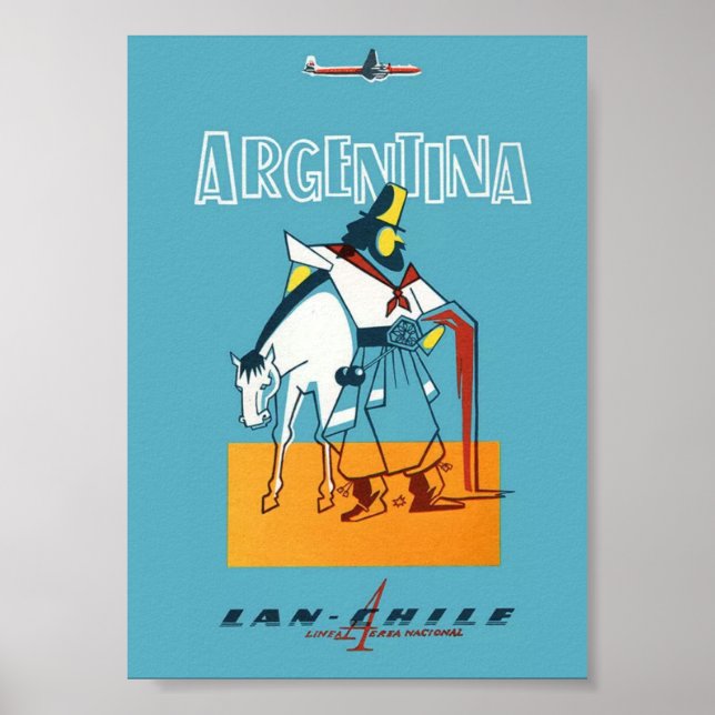 Argentinien Retro Vintage Travel Poster Print (Vorne)