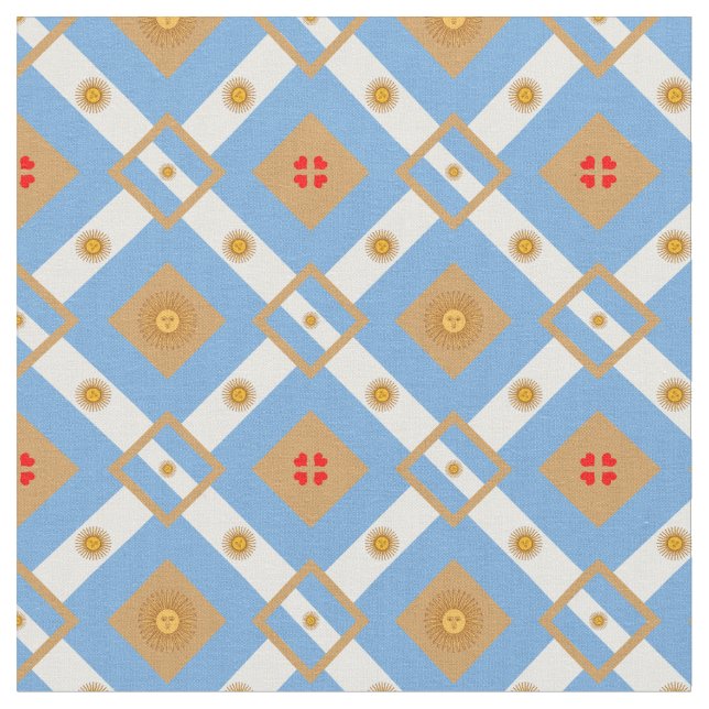 Argentinien, Sol de Mayo und Argentinien Flag Mode Stoff (Nahaufnahme)