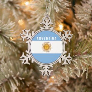 Argentinien - Südamerikanische Flagge Buenos Aires Schneeflocken Zinn-Ornament