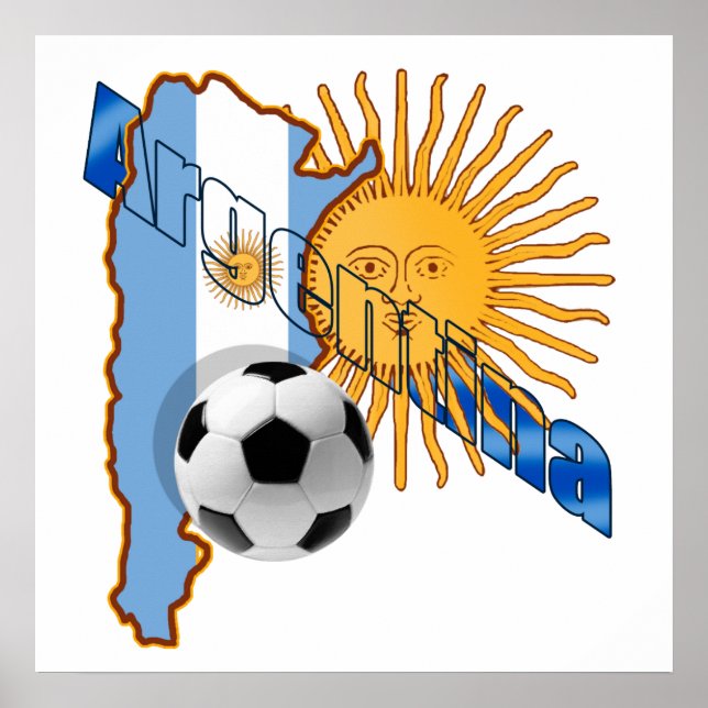 Argentinien Sun Flaggenkarte Argentiniens Geschenk Poster (Vorne)