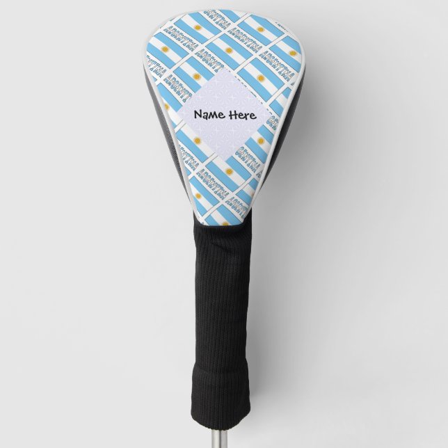 Argentinien und Argentinische Flagge mit Ihrem Nam Golf Headcover (Vorderseite)