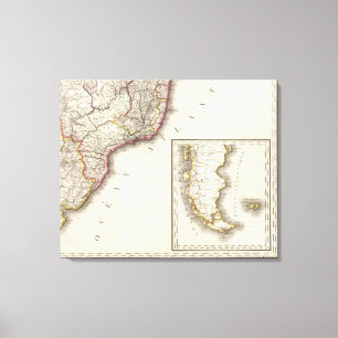 Argentinien und Chile auf Gravur Karte Leinwanddruck