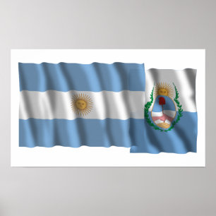 Argentinien und Mendoza schwellende Fahnen Poster