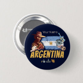 Argentinien Vintag Gaucho mit Fahnenfußball Button