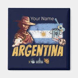 Argentinien Vintag Gaucho mit Fahnenfußball Magnet