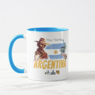 Argentinien Vintage Gaucho mit Flagge Fußball Tasse