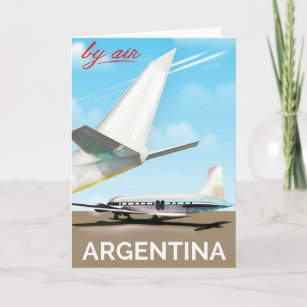 Argentinien Vintages Flugplakat "By Air" Feiertagskarte