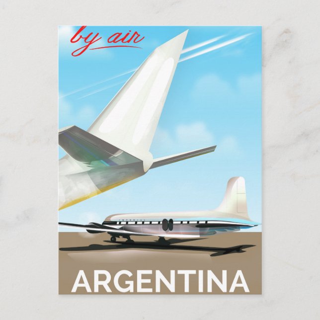 Argentinien Vintages Flugplakat "By Air" Postkarte (Vorderseite)