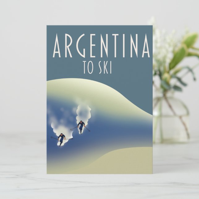 Argentinien Vintages Skipposter Feiertagskarte (Stehend Vorderseite)