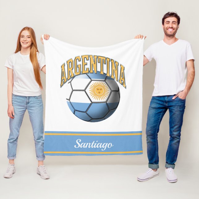 Argentiniens Flag-Fußballball | Name Fleecedecke (Beispiel)