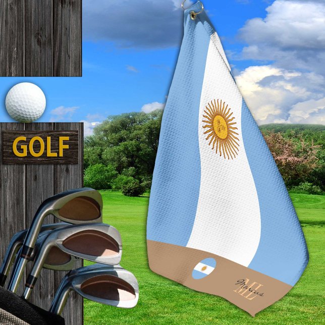 Argentiniens Flagge / Argentinien mit Monogramm Go Golfhandtuch (Von Creator hochgeladen)