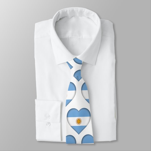Argentiniens Flaggenfarben Herzmuster Neck Tie Krawatte (Gebunden)